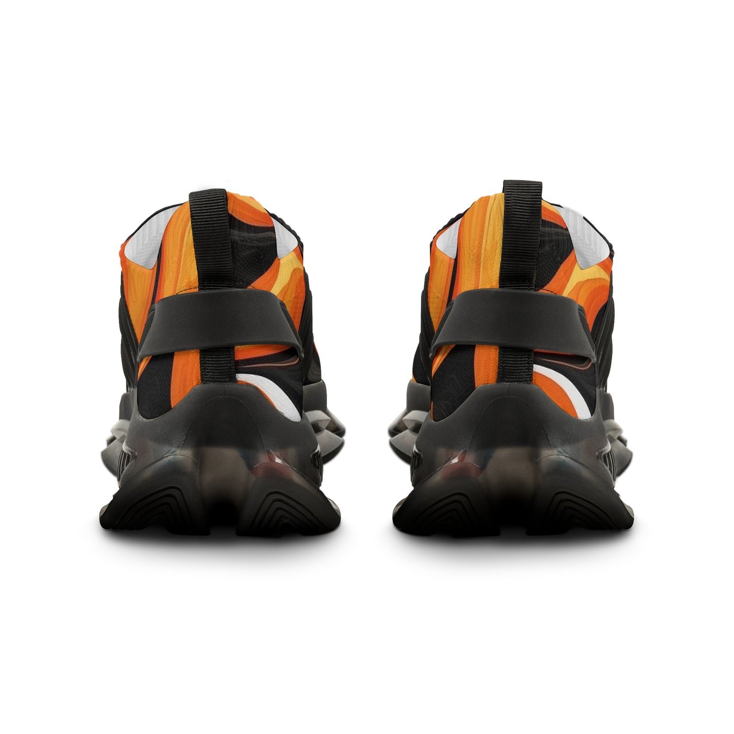 Men's Mesh Sneakers Black and Orange Flames