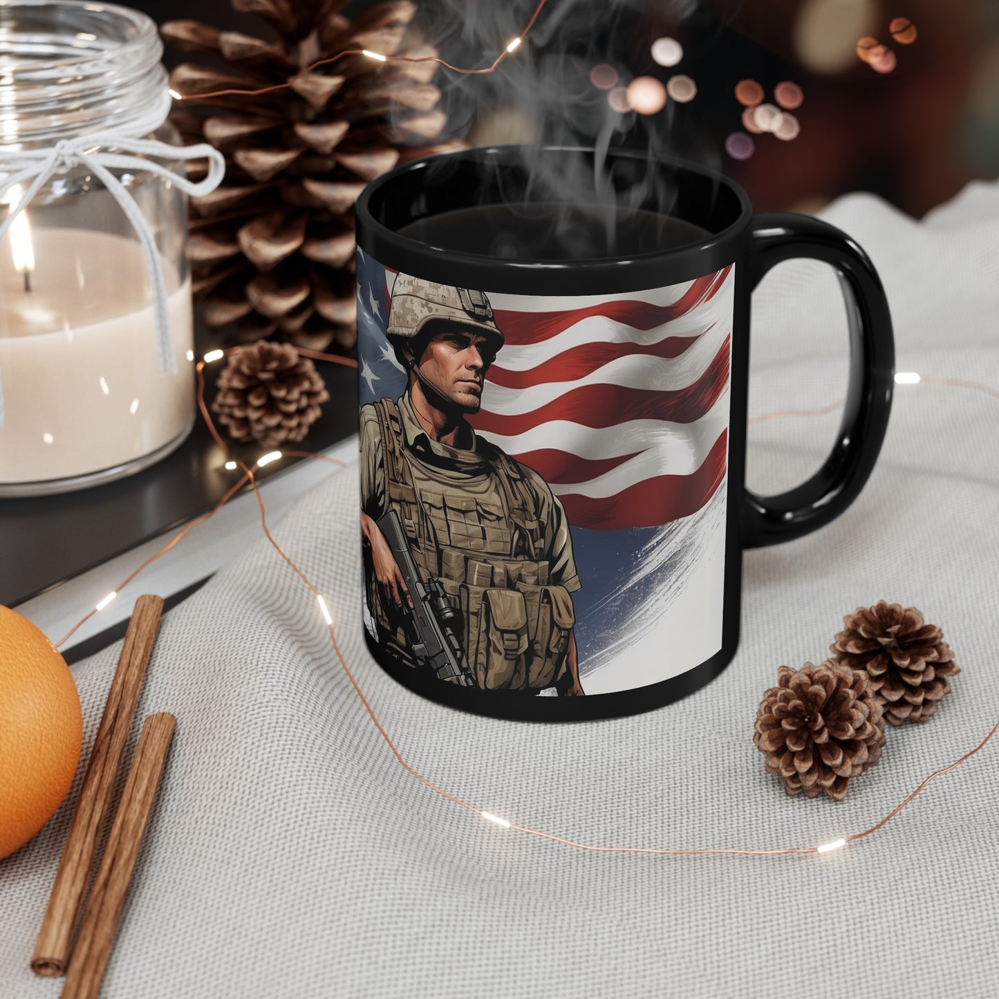 11oz Black Mug For the Troops