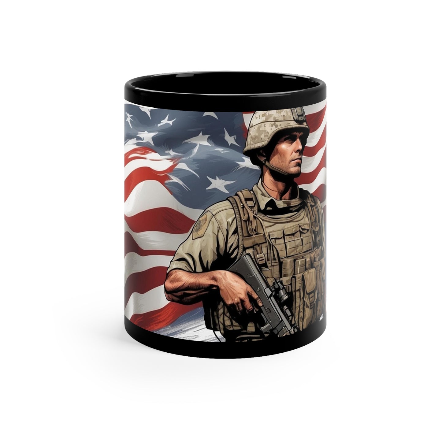 11oz Black Mug For the Troops