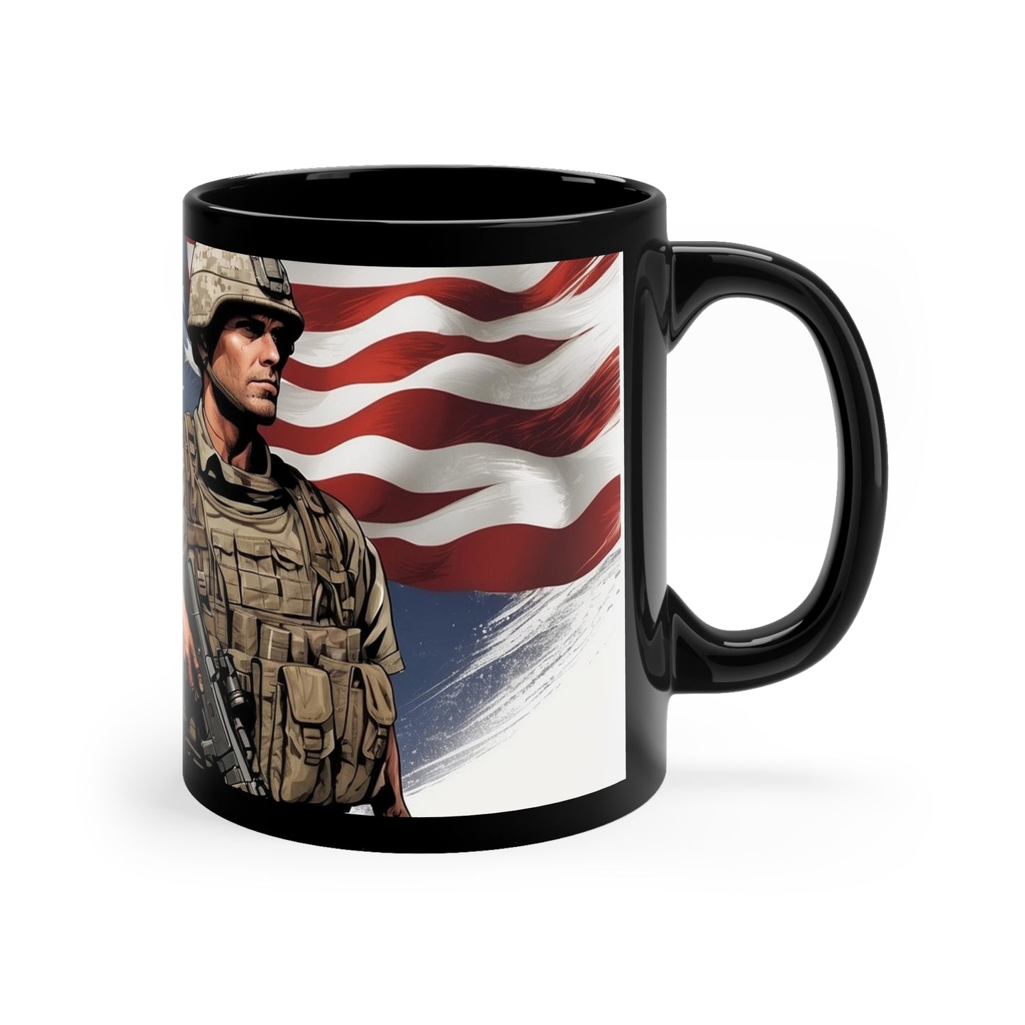 11oz Black Mug For the Troops