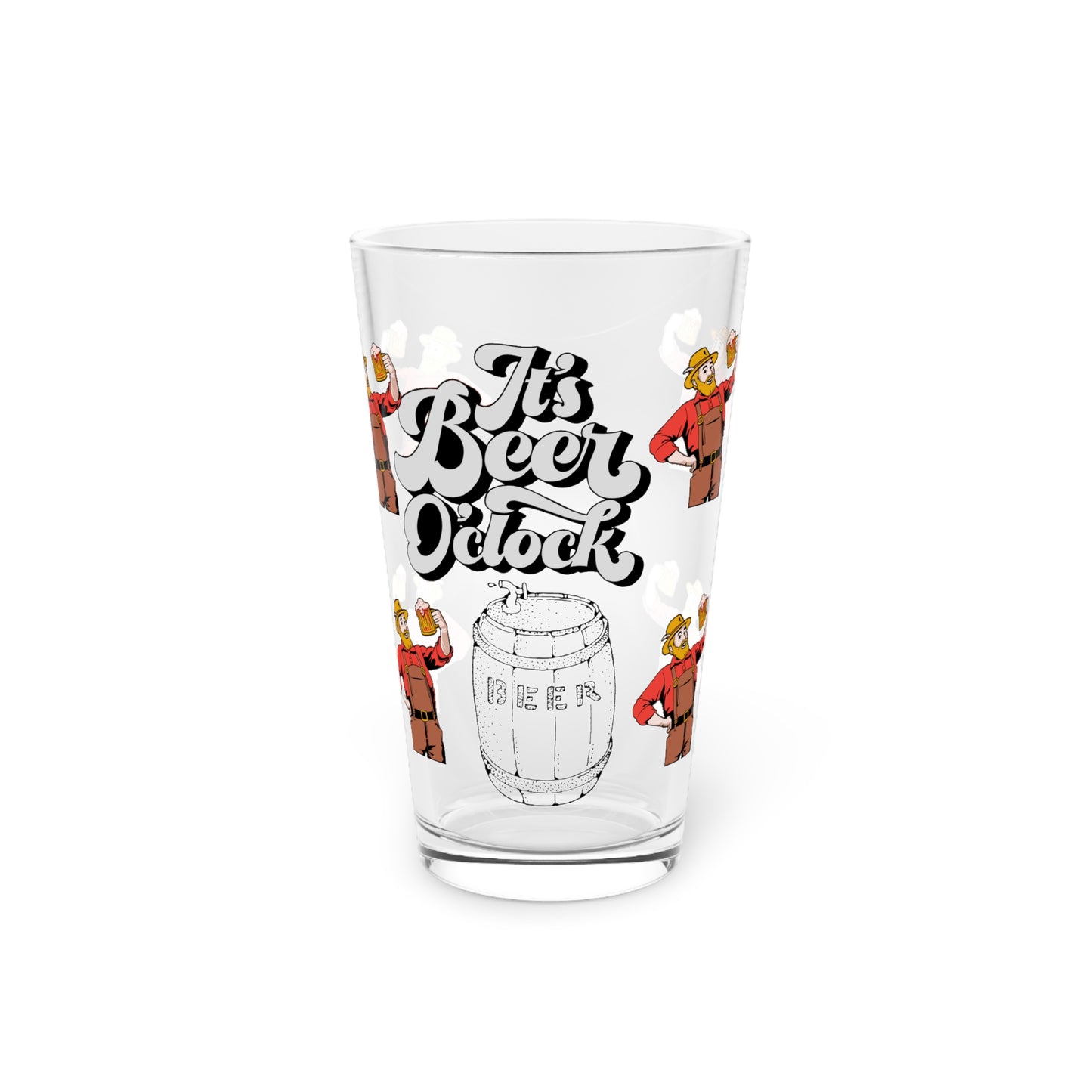 Pint Glass, 16oz Its Beer O'clock