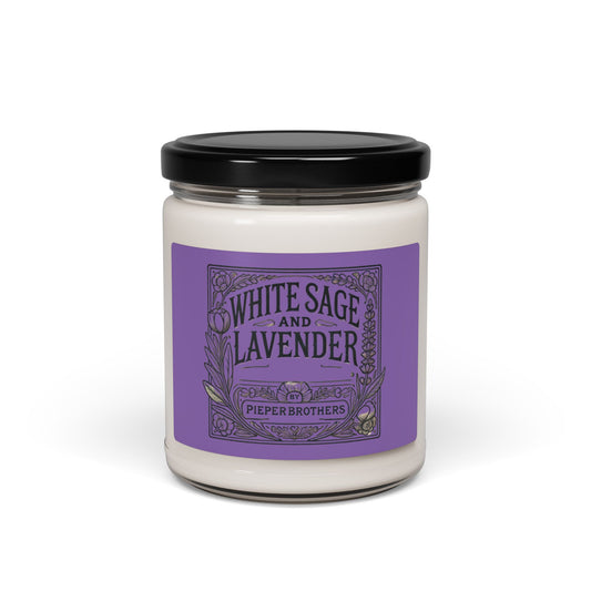 White Sage & Lavender Scented Soy Candle, 9oz