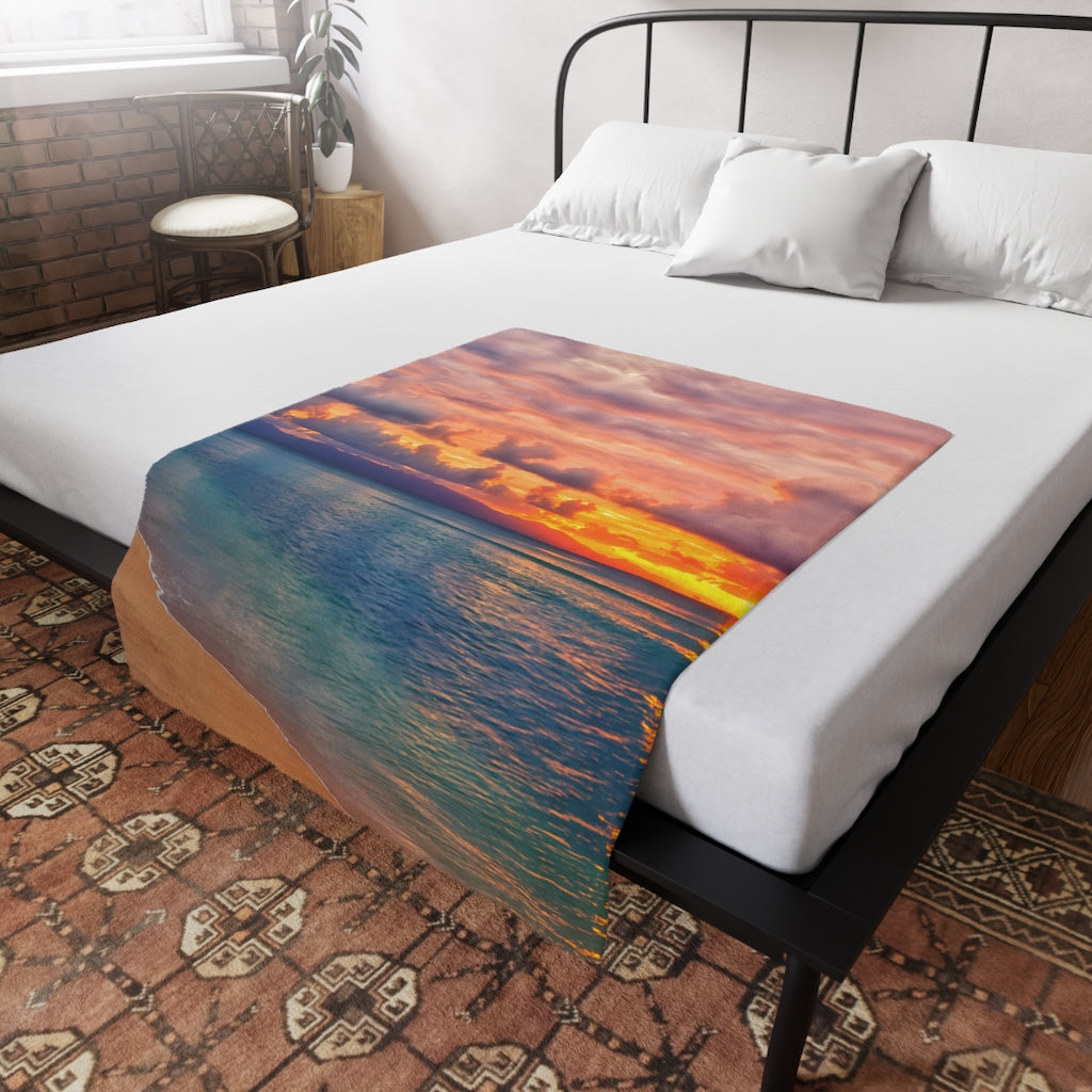 Plush Fleece  Beach Sun Set Blanket