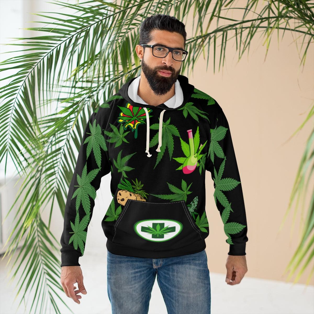 AOP Unisex Pullover Hoodie Ganja Hoodie