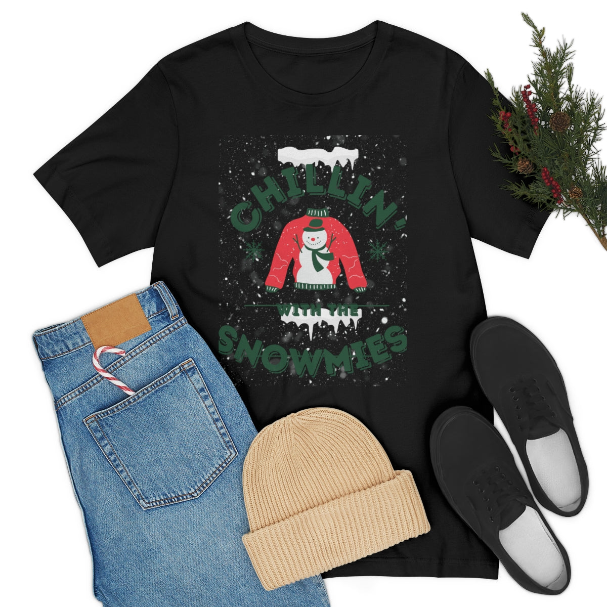 Unisex Jersey Short Sleeve Tee Chillin with the Hommies Xmas shirt