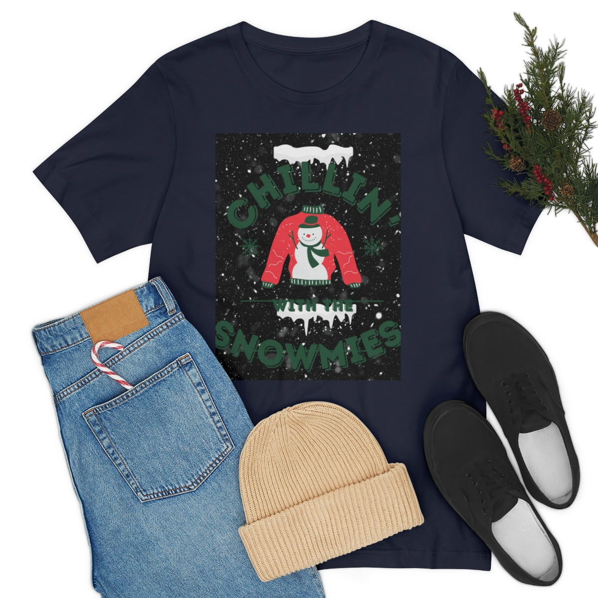 Unisex Jersey Short Sleeve Tee Chillin with the Hommies Xmas shirt