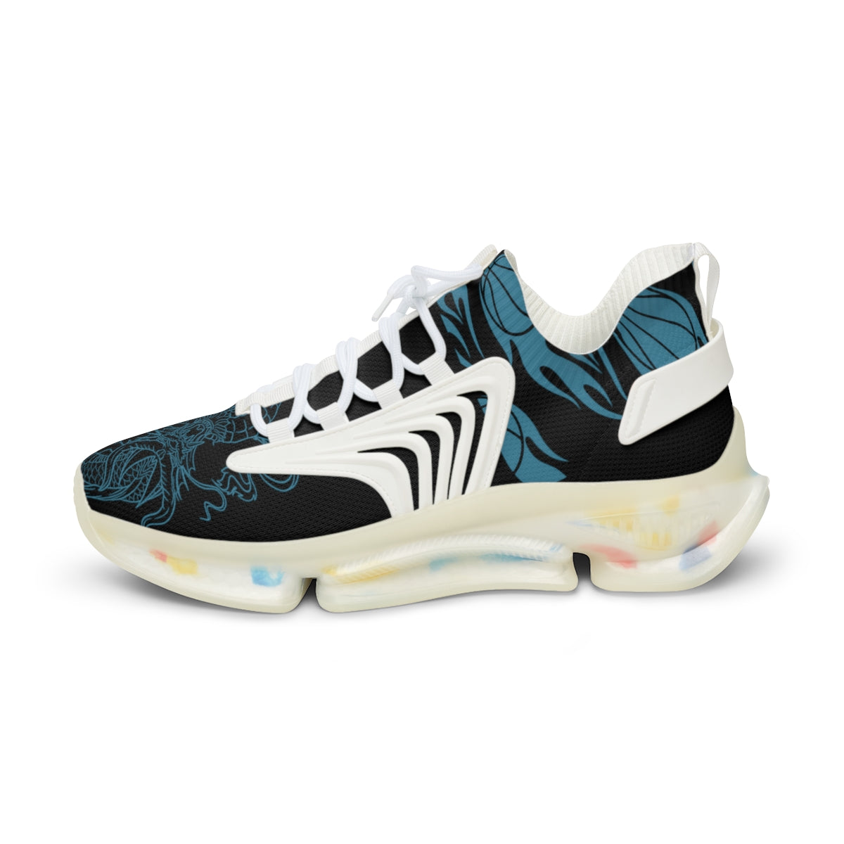 Men's Mesh Sports Sneakers The Blue Dragon Flames