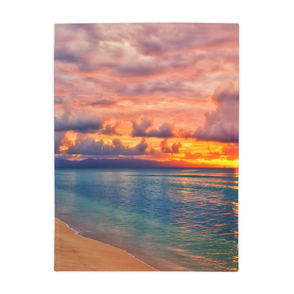 Plush Fleece  Beach Sun Set Blanket